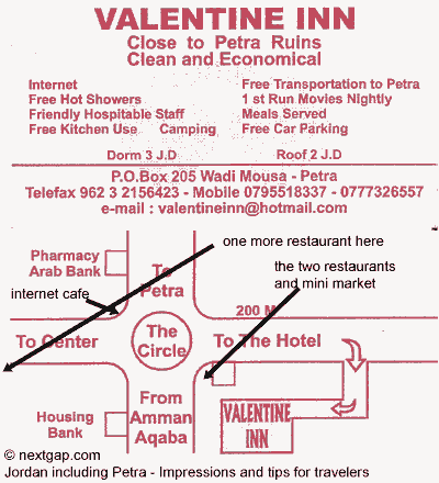 Valentine hotel and simple map