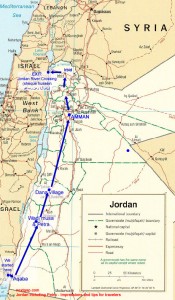 The route from Israel to Jordan to Israel. South to North. Click to enlarge.