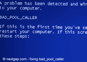 BAD_POOL_CALLER blue screen, Windows error message